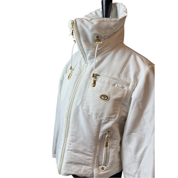 Piero Guidi Magic Circus Italian Designer White Quilted Winter Jacket Size L - Picture 8 of 16